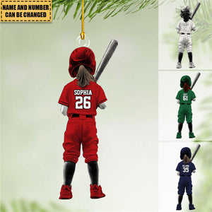 Personalized Girl Softball/Baseball Ornament - Gift For Softball Lovers - 2024 New Release
