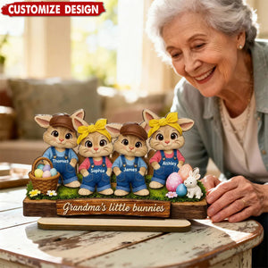 Personalized Little Bunnies 2-Layered Wooden Plaque - Easter Gift For Grandma
