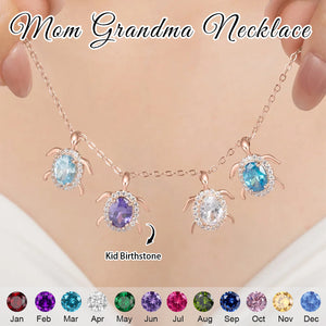 Personalized Sea Turtle Birthstones Necklace - Gift For Mom,Grandma