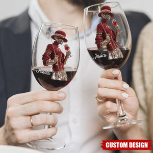 Golf And Wine - Personalized Golf Wine Glass With Long Stem
