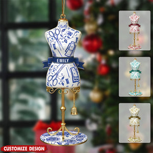Personalized Toile De Jouy Tailor Christmas Ornament