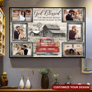 God Blessed Personalized Couple Photo Collage Wall Art Poster