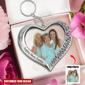 Custom From Any Photo - Personalized Family Shaped Metal Pendant Keychain
