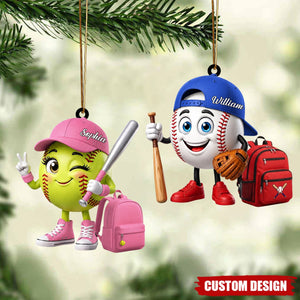Personalized Cute Baseball Softball Mascot Ornament - Gift for Baseball Softball Lover - New Release