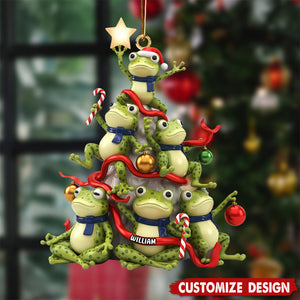 Personalized Frog Shaped Christmas Ornament - Gift For Frog Lover