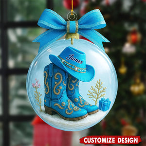 Personalized Cowgirl Cowboy Boots Ornament - Gift For Cowgirl Cowboy