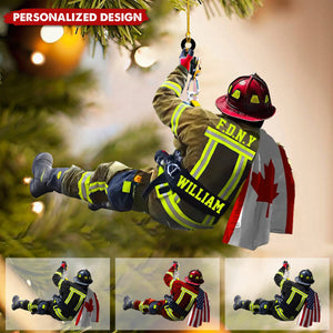 New Release Personalized US/CA Firefighter Name & Department Car Hanging Ornament And Christmas Ornament