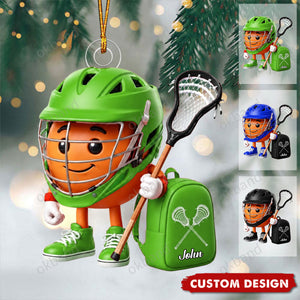 New Release - Personalized Cute Lacrosse Mascot Ornament - Gift for Lacrosse Lover