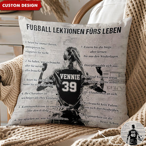 Personalisiertes Fußball-Lebenslektionskissen-Geschenk für Fußballliebhaber