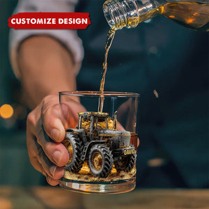 Strong Farmer - Personalized Tractor Whiskey Glass