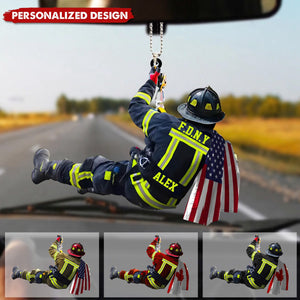 New Release Personalized US/CA Firefighter Name & Department Car Hanging Ornament And Christmas Ornament
