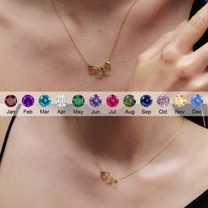 Personalized Heart Birthstone Necklace -Gift For Her