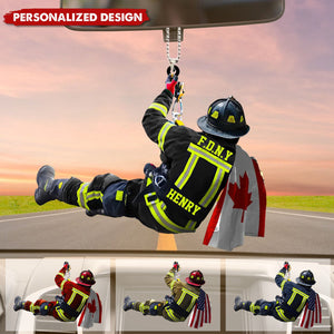 New Release Personalized US/CA Firefighter Name & Department Car Hanging Ornament And Christmas Ornament