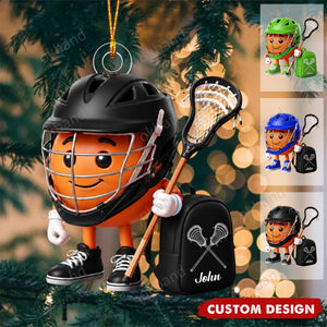 New Release - Personalized Cute Lacrosse Mascot Ornament - Gift for Lacrosse Lover