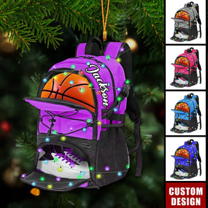 Personalized Basketball Bag Christmas Ornament, Gift For Basketball Players -