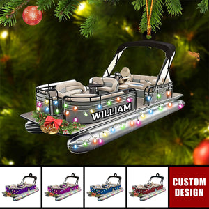 Personalized Pontoon Boat Christmas Ornament - New Release