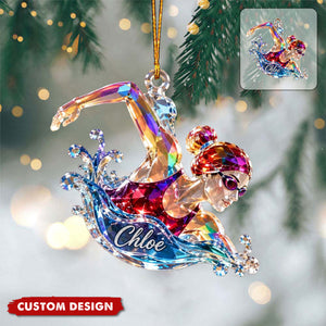 Personalized Swimming Ornament, Swimmer Christmas Ornament, Swim Lover Gift