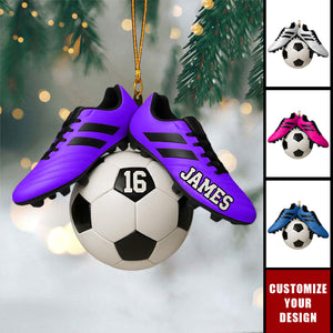 Personalized Soccer Christmas Ornament, Christmas Tree Decoration for Soccer Players and Fans