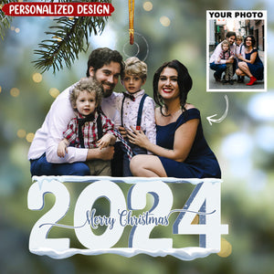 2024 New Release Merry Christmas 2024 - Personalized Photo Mica Ornament - Christmas Gift For Family Members