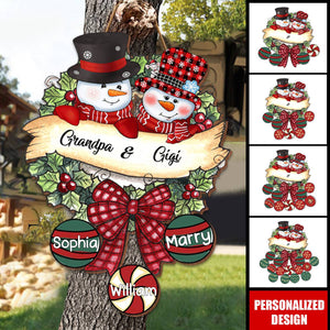 2025New Release Snowman Grandpa & Grandma Mom & Dad-Christmas Ball Kids Personalized Wood Sign