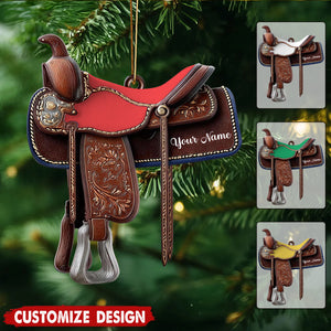 Personalized Western Horse Saddle Ornament - Gift for Riders Cowboy Cowgirl