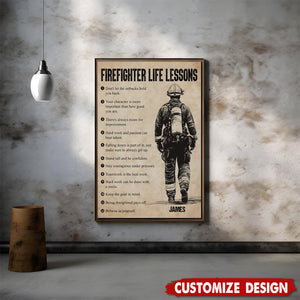 Firefighter Life Lessons-Motivational Personalized Firefighter Boy Poster