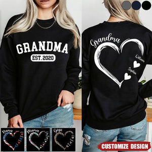 Personalized Mom Grandma Heart Sweatshirt