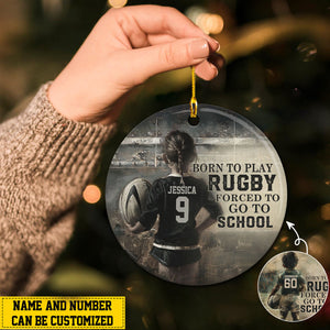 Born To Play Rugby Personalized Rugby Boy/Girl Christmas Ceramic Ornament-Gift For Softball Lovers
