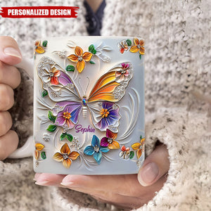 Stunning Butterfly-Personalized Butterfly Accent Mug-Gift For Friends