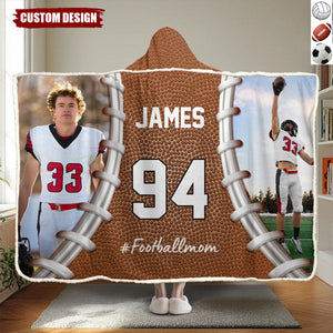 Personalized Photo Wearable Blanket Hoodie - Gift For Football,Soccer,Volleyball Lovers