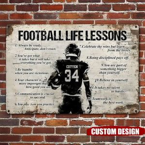 Personalized American Football Player Metal Sign