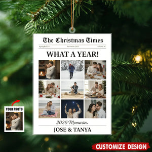 Personalized What A Year Newspaper Couple Ornament