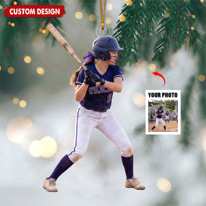 Personalized Upload Photo Ornament - Gift for Baseball Softball Lover