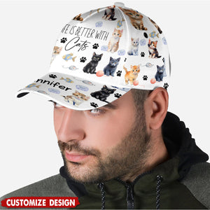 Life Is Better With Cats - Personalized Cat Classic Cap