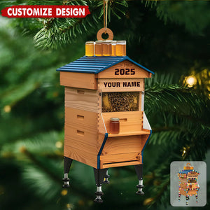 Personalized Beehive Christmas Ornament: Acrylic Ornament, Beekeeper Gifts