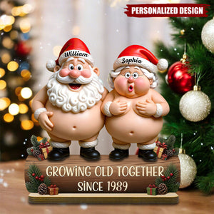 Growing Old Together-Personalized Couple Christmas Plaque-Gift For Couples And Parents