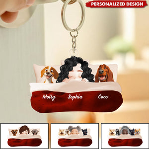 Personalized Sleeping With My Dog Keychain