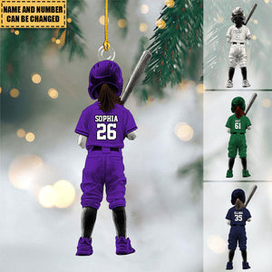 Personalized Girl Softball/Baseball Ornament - Gift For Softball Lovers - 2024 New Release