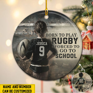 Born To Play Rugby Personalized Rugby Boy/Girl Christmas Ceramic Ornament-Gift For Softball Lovers