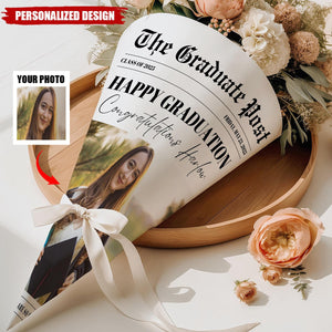 Personalized Printed Newspaper Bouquet Wrap-Graduation Gift, Class of 2025