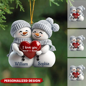 2025New Release Couple Snowman Christmas Personalized Acrylic Ornament