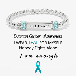 Ovarian Cancer Awareness-Teal Round Diamond Infinity Bracelet