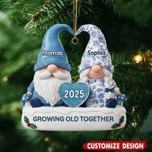Personalized Vintage Floral Toile De Jouy Pattern Couple Ornament