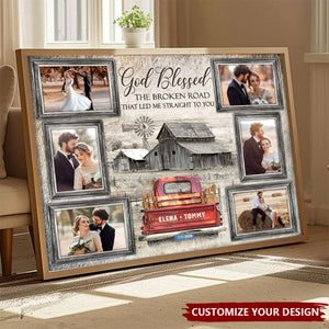 God Blessed Personalized Couple Photo Collage Wall Art Poster