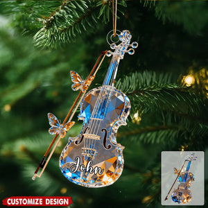 Personalized Violin Crystal Effect Ornament,Gift for Violinist