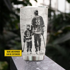 Behind Every Hockey Player-Personalized Hockey Dad Son Stainless Steel Tumbler-Father's Day Gift For Hockey Lovers
