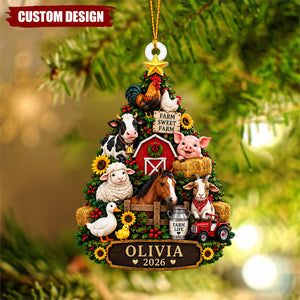 Personalized Farm Animal Christmas Ornament, Farmhouse Holiday Gift