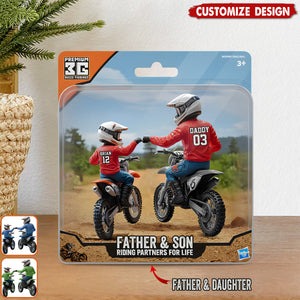 Dirt Bike Dad And Kid - Personalized Dirt Bike Shaped Acrylic Plaque