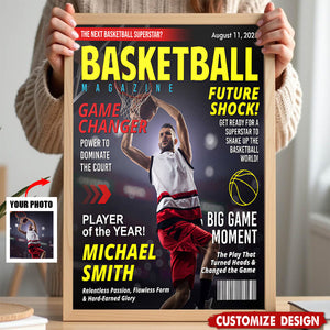 Personalized Basketball Magazine Cover Poster - Basketball Lovers Gift