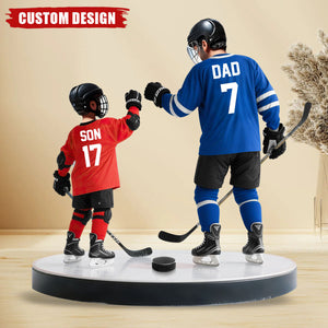 Ice Hockey Dad And Kid - Personalized Acrylic Plaque, Father's Day Gift for Dad, Gift for Husband